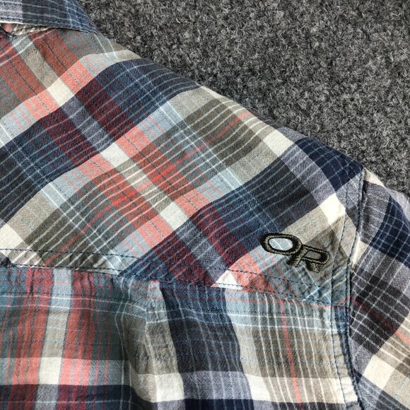 Outdoor Research Shirt Mens Medium Plaid Short Sleeve Pocket Hiking Lightweight - Picture 6 of 7